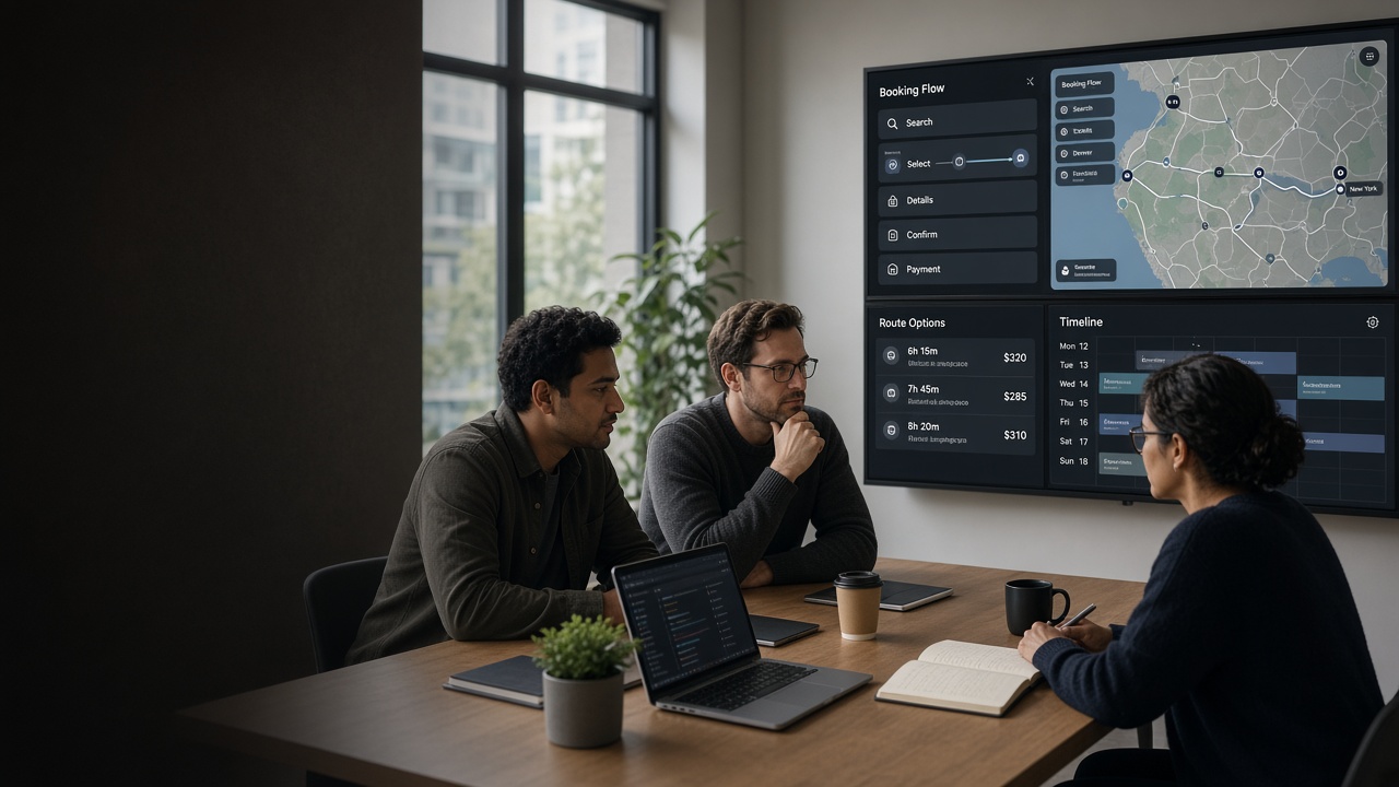 Travel engineers working on booking and connectivity platforms